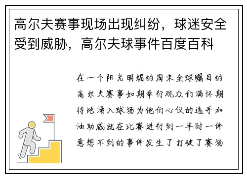 高尔夫赛事现场出现纠纷，球迷安全受到威胁，高尔夫球事件百度百科